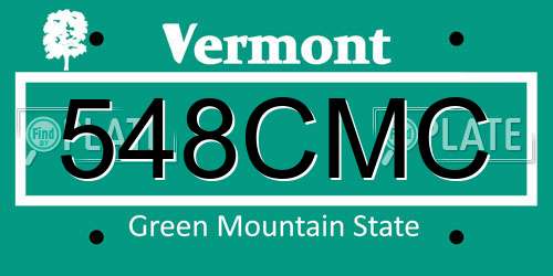 548CMC Vermont License Plate
