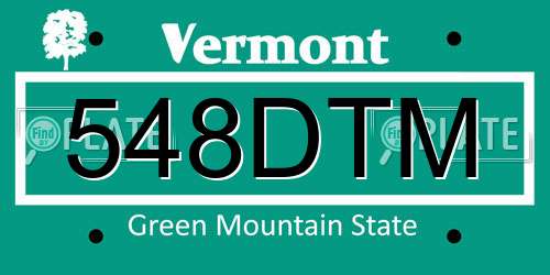 548DTM Vermont License Plate