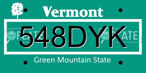 548DYK Vermont License Plate