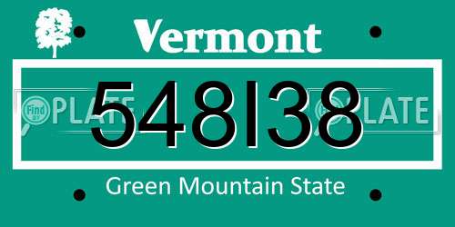 548I38 Vermont License Plate