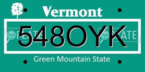 548OYK Vermont License Plate