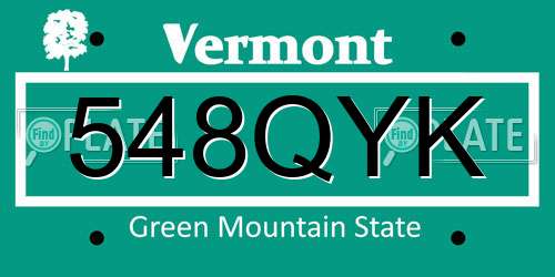 548QYK Vermont License Plate