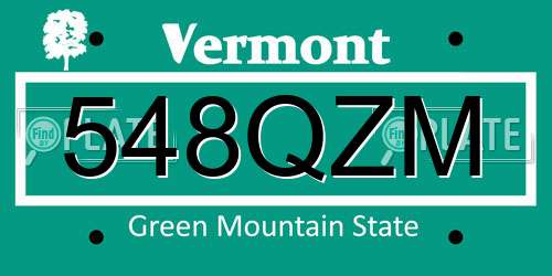 548QZM Vermont License Plate