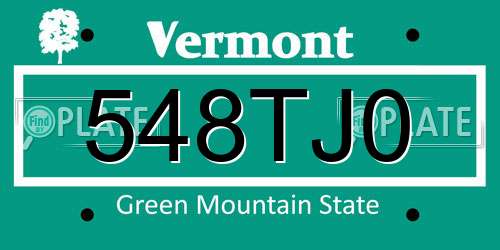 548TJ0 Vermont License Plate
