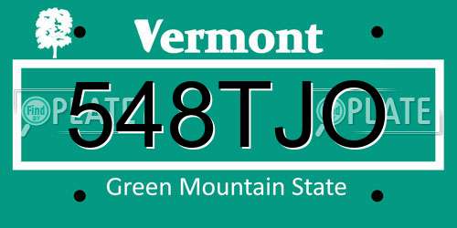 548TJO Vermont License Plate