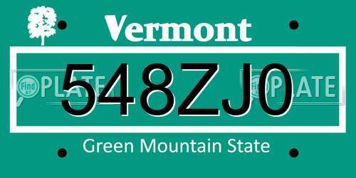 548ZJ0 Vermont License Plate