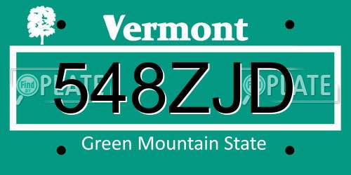 548ZJD Vermont License Plate