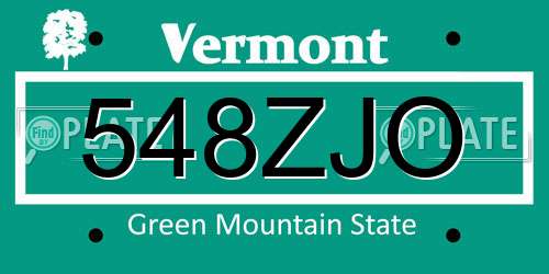 548ZJO Vermont License Plate