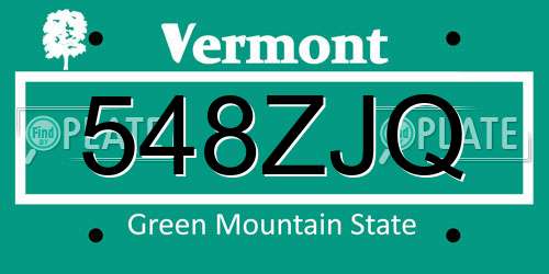 548ZJQ Vermont License Plate
