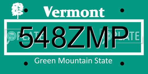 548ZMP Vermont License Plate