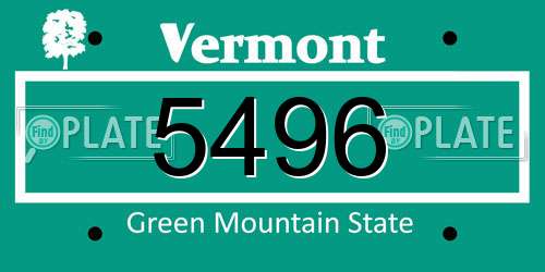 5496 Vermont License Plate