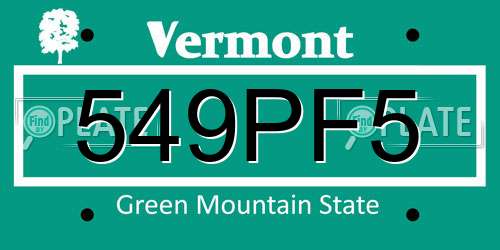 549PF5 Vermont License Plate