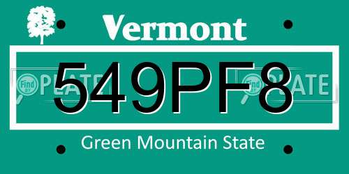 549PF8 Vermont License Plate