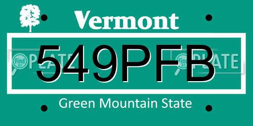 549PFB Vermont License Plate