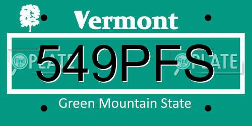 549PFS Vermont License Plate