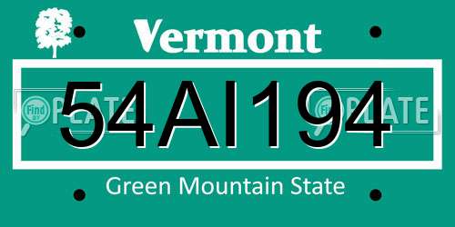 54AI194 Vermont License Plate