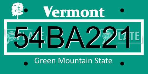 54BA221 Vermont License Plate