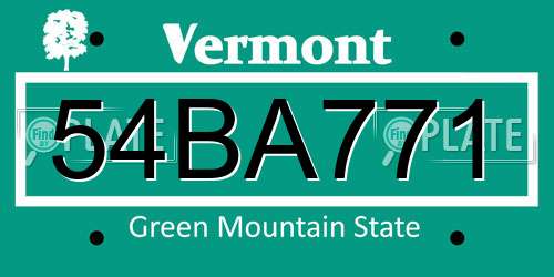 54BA771 Vermont License Plate