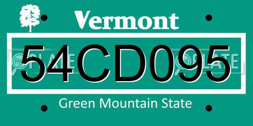 54CD095 Vermont License Plate