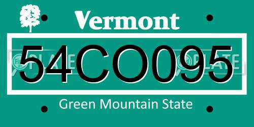 54CO095 Vermont License Plate