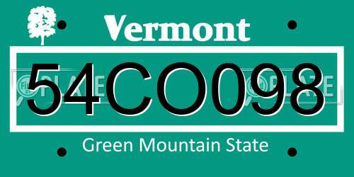 54CO098 Vermont License Plate