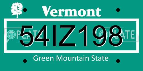 54IZ198 Vermont License Plate