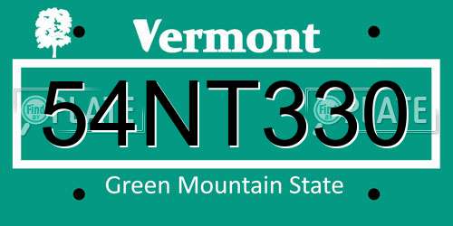 54NT330 Vermont License Plate
