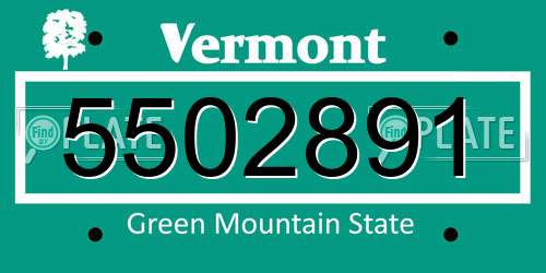 5502891 Vermont License Plate
