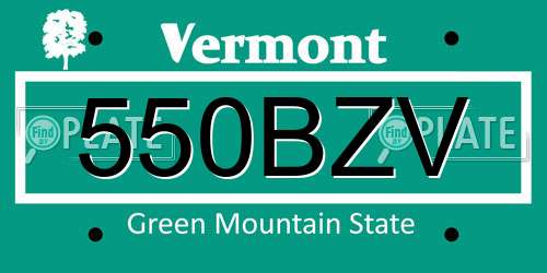 550BZV Vermont License Plate