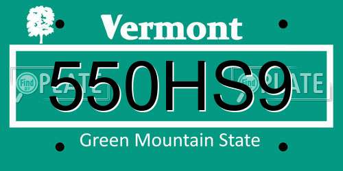 550HS9 Vermont License Plate