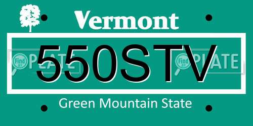 550STV Vermont License Plate
