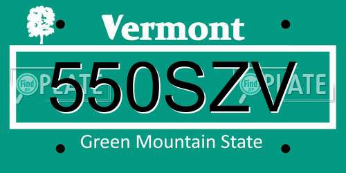 550SZV Vermont License Plate