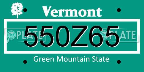 550Z65 Vermont License Plate