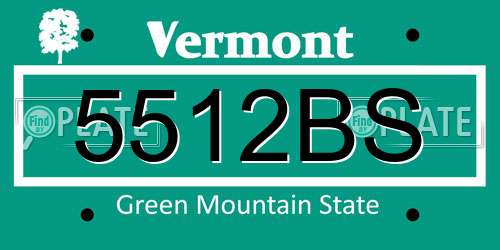 5512BS Vermont License Plate