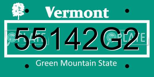 55142G2 Vermont License Plate