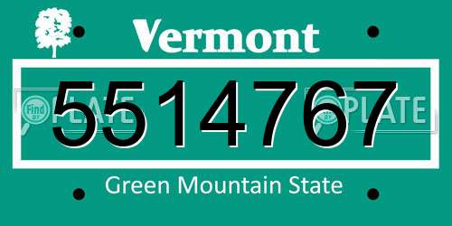 5514767 Vermont License Plate