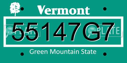 55147G7 Vermont License Plate