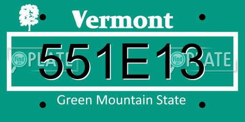 551E13 Vermont License Plate