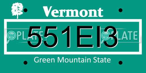 551EI3 Vermont License Plate