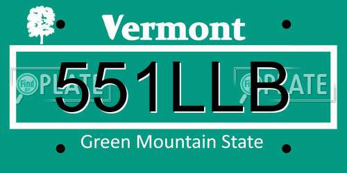 551LLB Vermont License Plate
