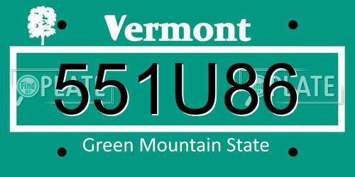 551U86 Vermont License Plate
