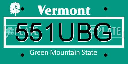 551UBG Vermont License Plate