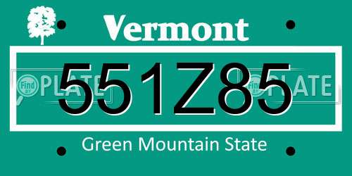 551Z85 Vermont License Plate