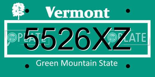 5526XZ Vermont License Plate