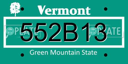 552B13 Vermont License Plate