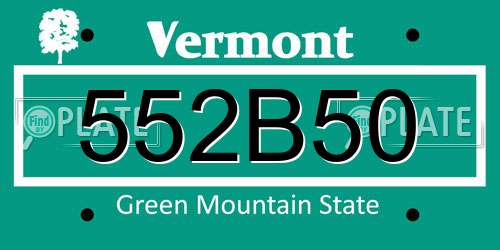 552B50 Vermont License Plate