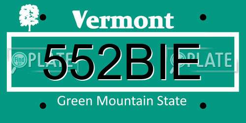 552BIE Vermont License Plate