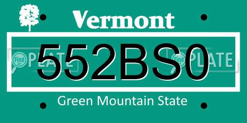 552BS0 Vermont License Plate