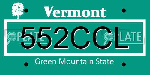 552CCL Vermont License Plate