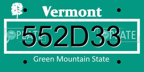552D33 Vermont License Plate